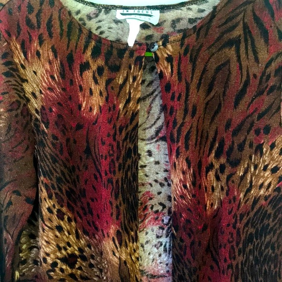 En Focus Animal Print One Button Long Cardigan - Picture 4 of 7
